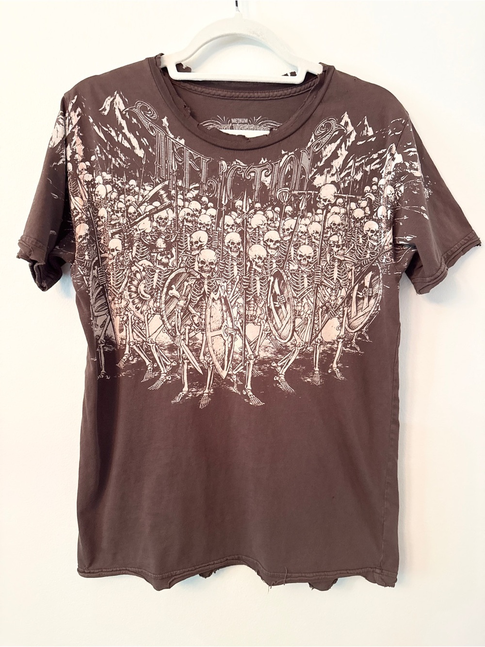 Vintage Affliction Rare Skeleton Army “Horseman” Graphic Tee Size Medium